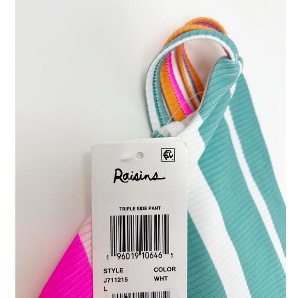 Raisins Multicolor Striped Triple Side Bikini Bottom Large NWT - Picture 6 of 8